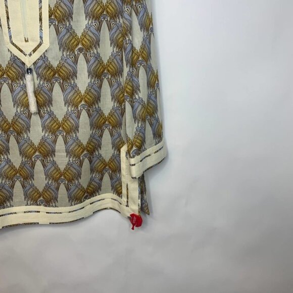 Tory Burch sand Deco Crane Print Tunic Sz Small - Picture 5 of 9